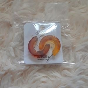 Crescent Amber Studded Earrings